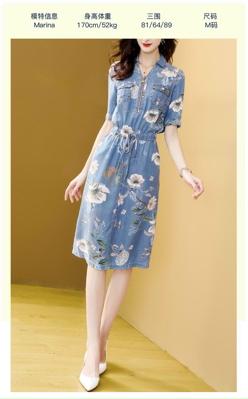 Đầm Delim Hoa Phối Nút Cao Cấp - HN895